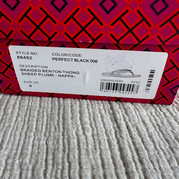 Tory Burch Benton Braided Black Leather Thong Sandals sz 9 - Picture 5 of 7